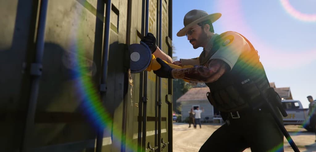 NoPixel V: sheriff che apre un container durante un raid