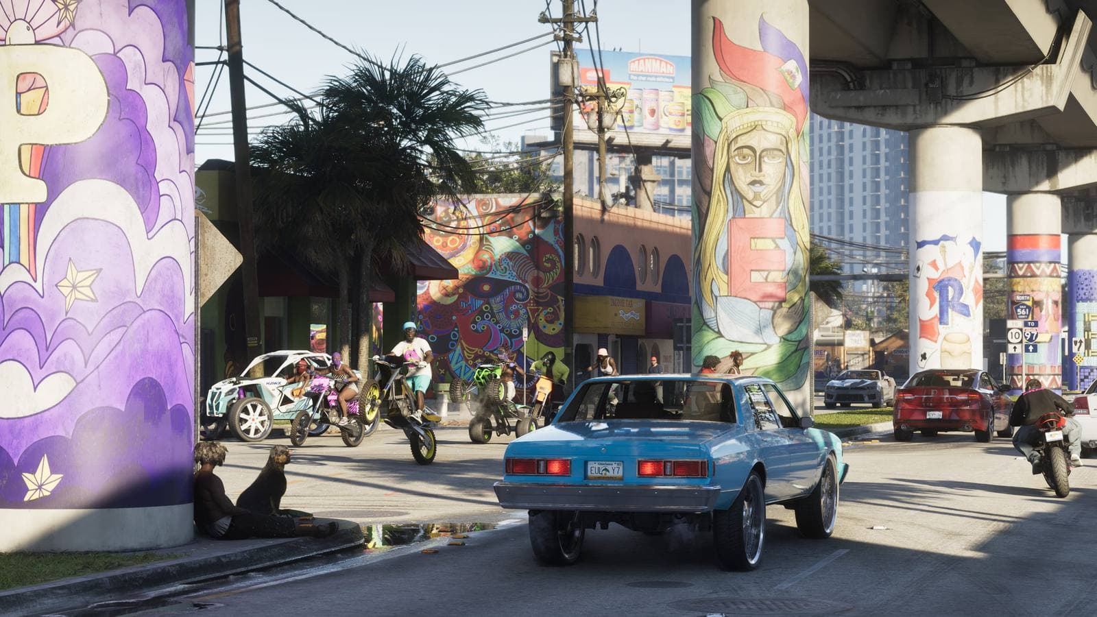 Vice City : voiture et wheelie sous le pont dans GTA 6
