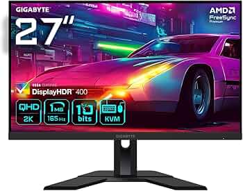 Gigabyte M27Q — 27" QHD — 170 Hz SS IPS — KVM — FreeSync Premium / G-Sync — HDMI 2.0 / DP 1.4 — photo produit Amazon