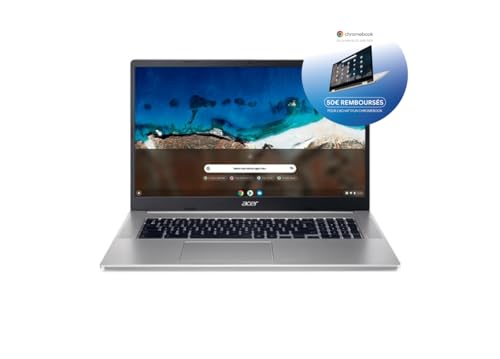 Acer Chromebook 317 CB317-1H-C7TP 17,3" Full HD bärbar dator, bärbar dator (Intel Celeron N4500, 8 GB RAM, 128 GB eMMC, Intel UHD Graphics, Chrome OS), laptop silvergrå