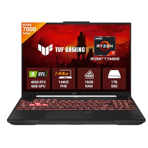 ASUS TUF A16 (2025) AMD Ryzen 7 7445HS Gaming Laptop 16GB RAM-1TB SSD | FHD+ 144Hz | Nvidia RTX 4050-6GB | Windows 11 | Office Home 2024 | Mecha Gray | FA607NUG-WH73