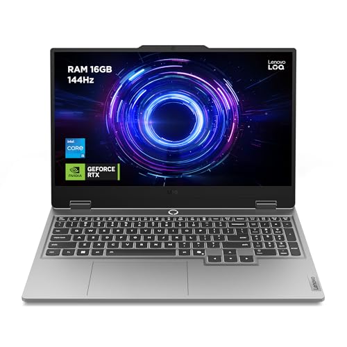 Lenovo LOQ 15IRX10-15,6" FHD 144Hz Gaming Laptop (Intel Core i5-13450HX, 16 GB RAM, 512 GB SSD, NVIDIA RTX 5050 8GB, utan operativsystem) vitt azerty bakgrundsbelyst tangentbord - grått