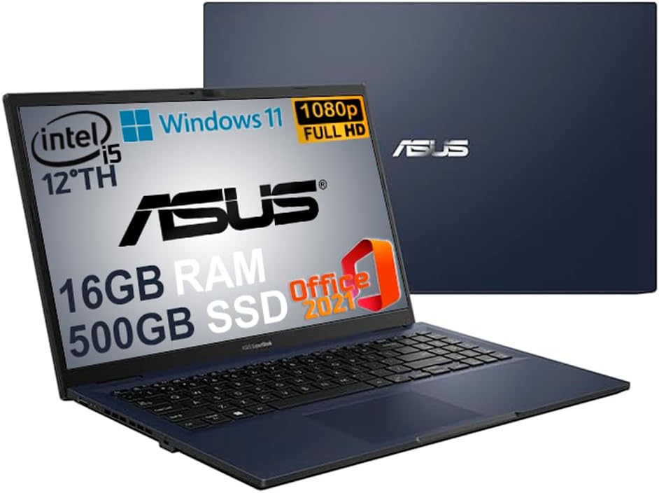 ASUS Notebook, pc portatile, Cpu Intel i5 di 13Th 10 Core, Ram 16 Gb, SSD M.2 Nvme da 512 Gb, 15,6 FHD, wi-fi, 4 Usb, Bt, Intel Iris xE, Windows 11 Pro, Pronto All'uso