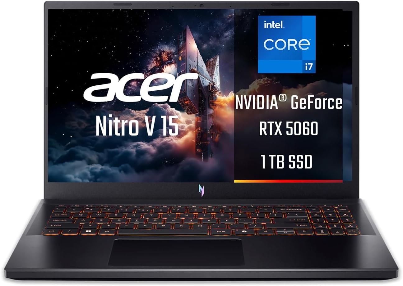 acer Nitro V 15 ANV15-52-73F2 Notebook Gaming, NVIDIA GeForce RTX 5060 8 GB GDDR7, procesor Intel Core i7-13620H, pamięć RAM: 16 GB DDR4, 1024 GB SSD, wyświetlacz 15,6" FHD IPS 165 Hz LCD, Windows 165
