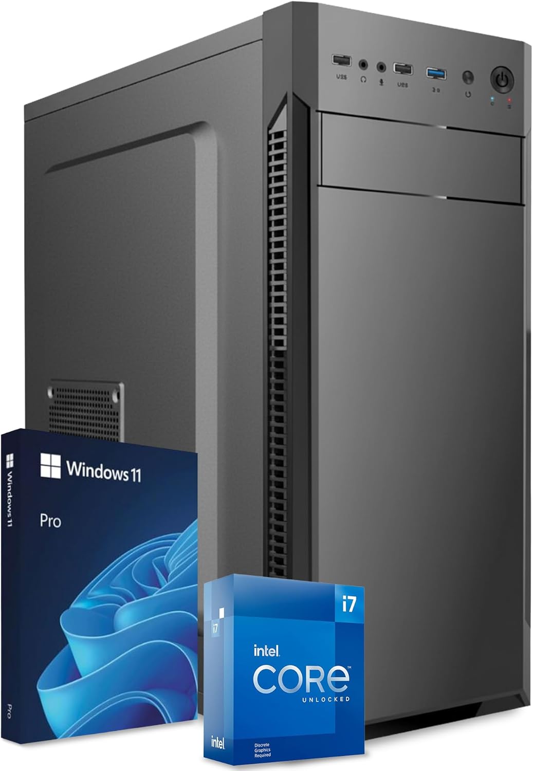 PC Fisso Completo — Intel Core i7-8700, 32GB DDR4, 1TB SSD, Intel UHD 630, Wi-Fi, Windows 11 Pro
