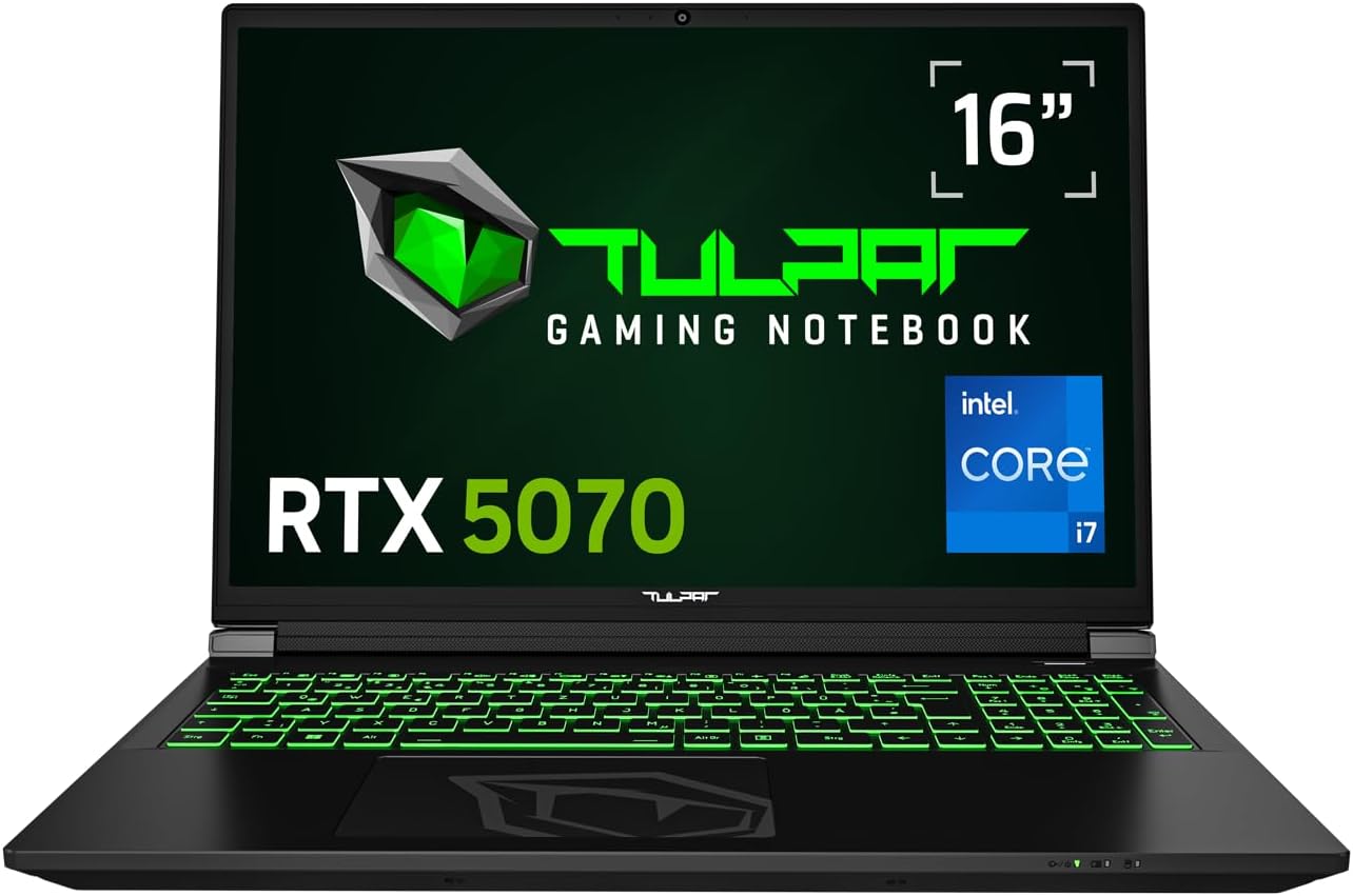 TULPAR T6 V3.6.1 Gaming Laptop | 16 Inch FHD+ 1920X1200 165HZ IPS LED Display | Intel Core i7 14700HX | 32 GB RAM | 1 TB SSD | Nvidia RTX 5070 | Windows 11 Gaming Notebook