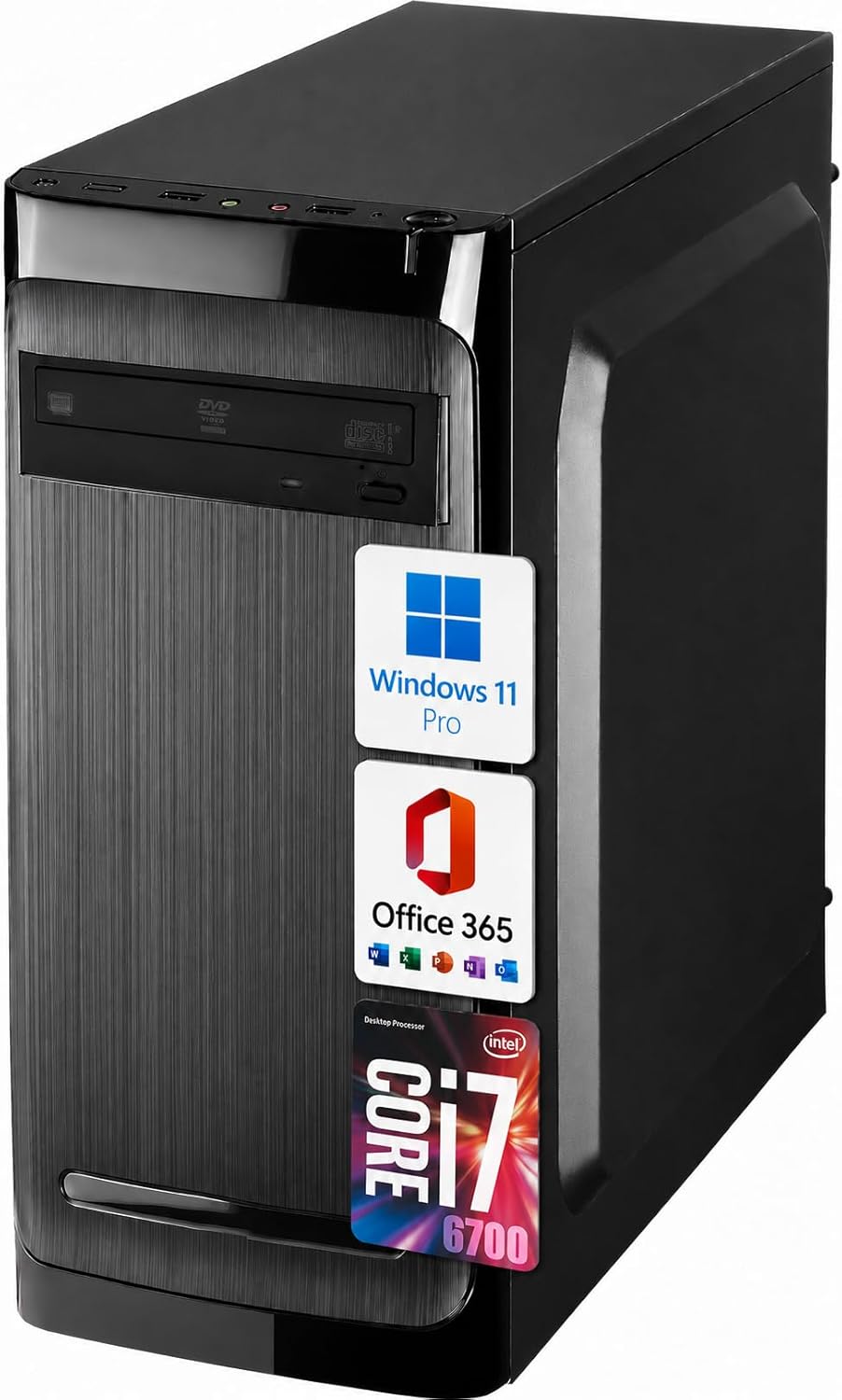PC Fisso Desktop NUOVO pronto all'uso • Intel core i7-6th • 16GB RAM DDR4 • 512GB SSD • Windows 11 Pro • Office 365 • WiFi • DVD • USB 3.0 • Ideale per smartworking e ufficio • Garanzia 2 anni