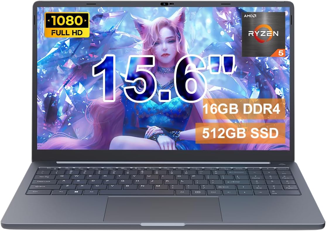 Ninkear A15 Ultradünn Laptop, AMD Ryzen 5 3500U, 16GB DDR4, 512GB SSD, 15.6" Ultragroß Display, WiFi 5 & BT 5.2, Lange Arbeitszeiten Ausreichende Schnittstellen Laptop – Für Arbeit & Treffen