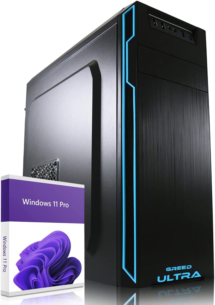 GREED® Ultra PC z Intel Core 12th Gen – szybki komputer + Computer o częstotliwości 4,4 GHz, 16 GB RAM/pamięć operacyjna - 1TB SSD + 1TB HDD - DVD+RW - USB 3.0 - WLAN, Windows 11 Pro