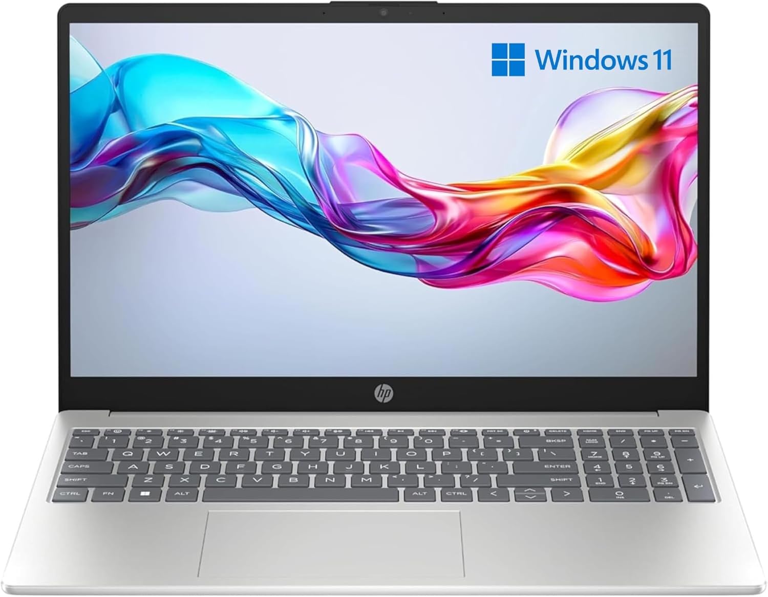 HP Laptop 15-fd0015sl, PC Portatile 15", Display 15.6" FHD Antiriflesso, Notebook, Intel Core i7 1355U, 16GB RAM, 512GB SSD, Intel Iris Xe, Webcam TNR, Windows 11, Computer Portatile, Argento, QWERTY