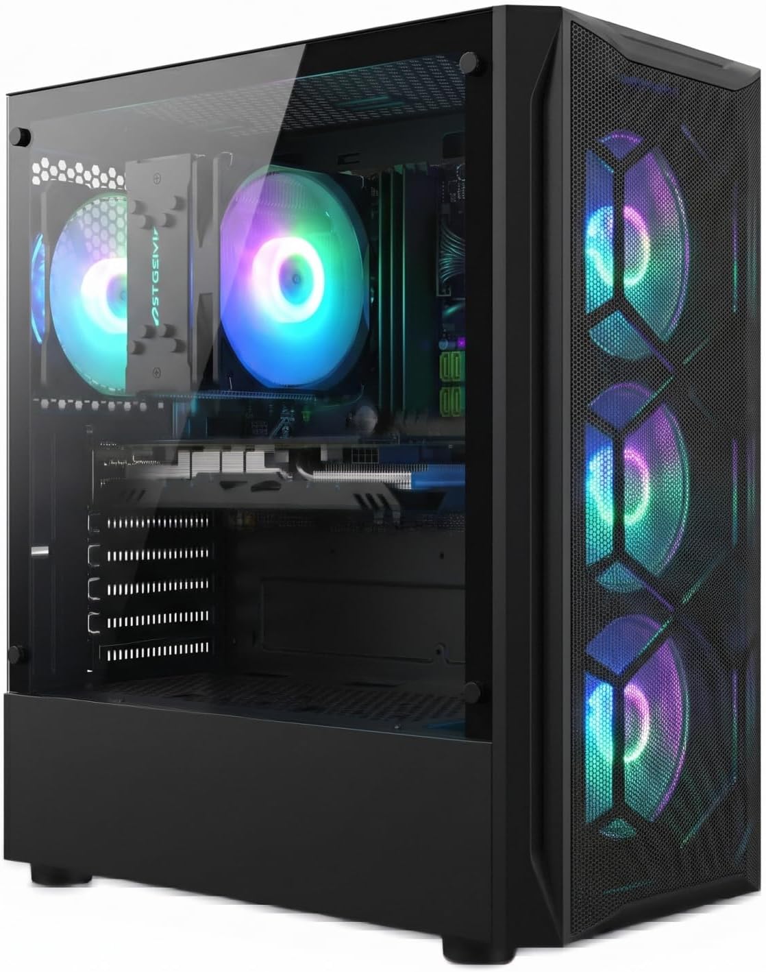 STGsivir PC Gaming, Ordenador de Sobremesa Gaming, Intel Core i7 hasta 3.9GHz, AMD Radeon RX 580 8GB, 16GB RAM,512GB SSD,WiFi 6,BT5.0,RGB Ventiladores x4,Windows11 Pro