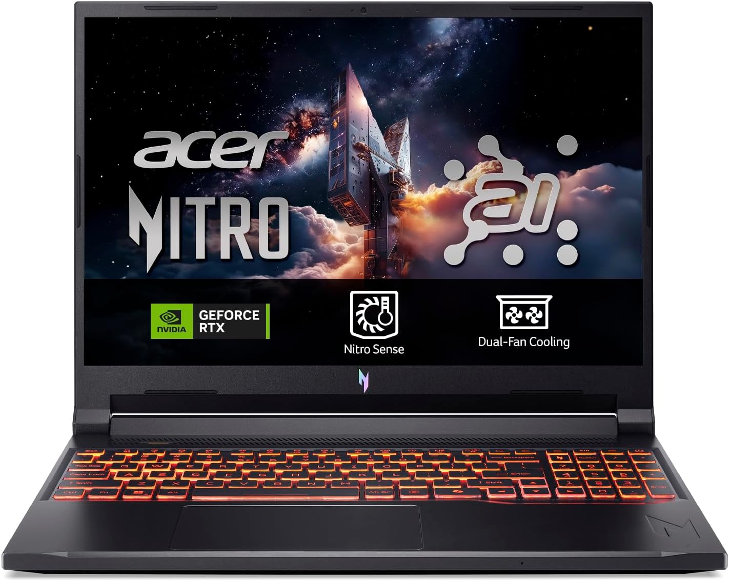 Acer Nitro V 16 AI ANV16-42, Ordenador Portátil Gaming 16", WUXGA IPS (AMD Ryzen 7 260, 16 GB RAM, 512 GB SSD, NVIDIA GeForce RTX 5050, Sin Sistema Operativo) Negro, Teclado QWERTY Español