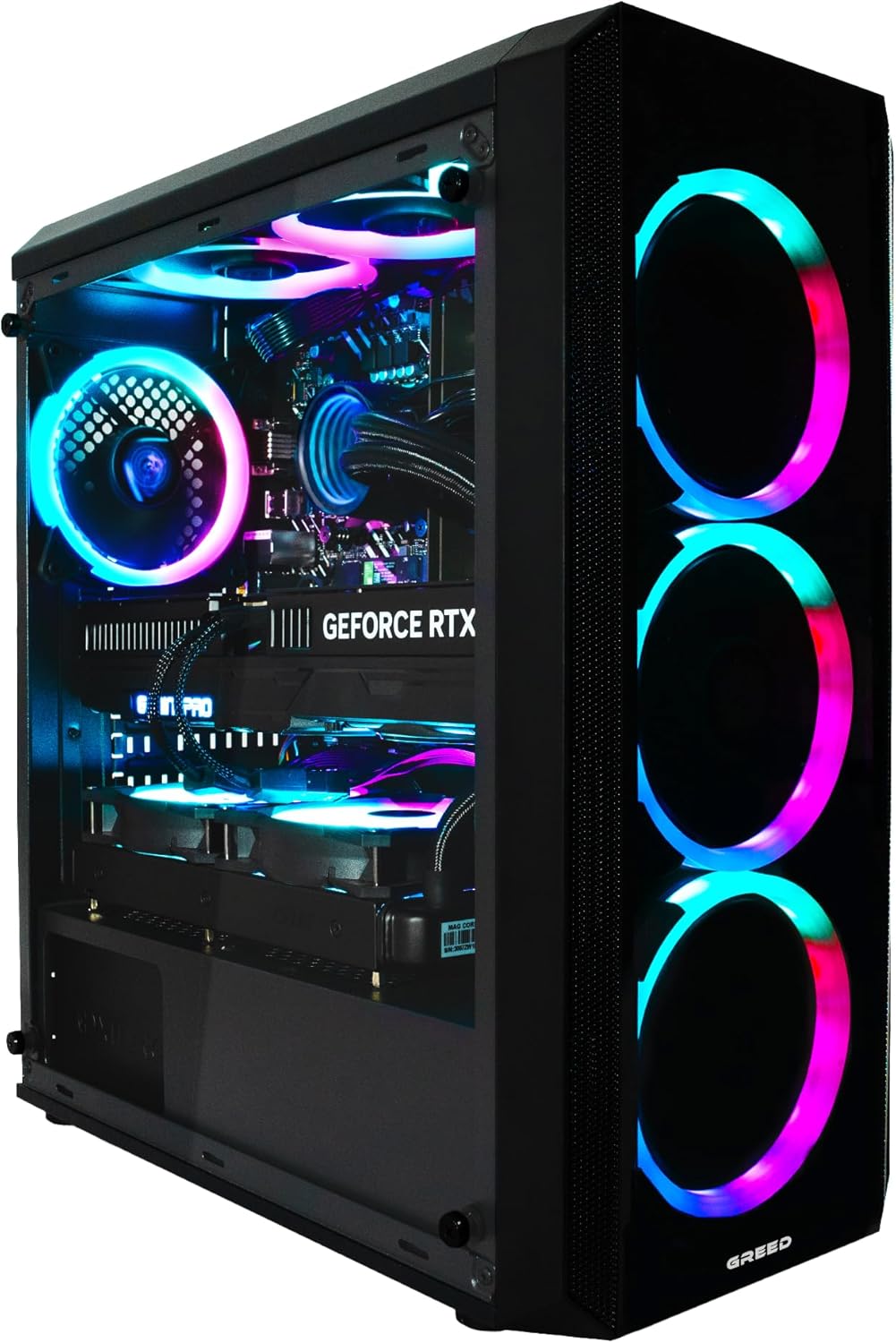 Greed® MK2 Pro - High End PC Gamer - Intel Core i7-12700F + Nvidia Geforce RTX 5070 - Ordinateur Rapide + PC Gaming 4K - 4,9 GHZ - 32Go DDR4 RAM - Refroidissement par Eau - 1TB SSD - WLAN + W11 Pro