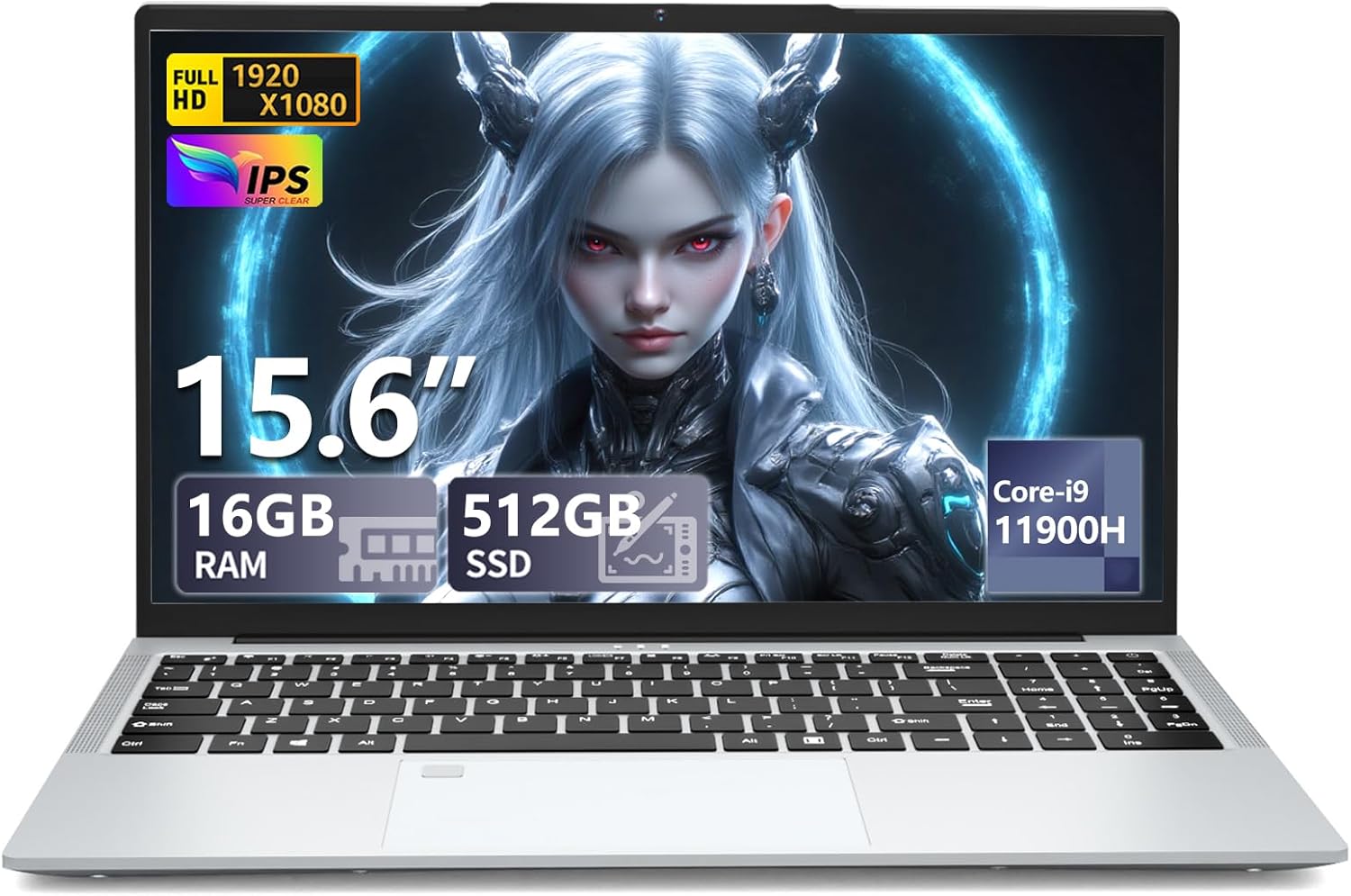 15.6 Pulgadas Ordenador Portátil Core I9-11900H Procesadores de Jugos 16GB LPDDR4 RAM 512GB SSD FHD Win 11 Pro Laptop Desbloqueo Huellas Dactilares PC Portátil WiFi 5 HDMI Teclado Retroiluminado
