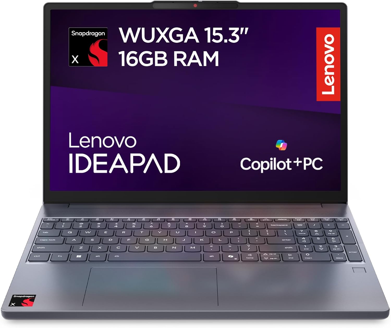 Lenovo IdeaPad Slim 3 Notebook 15,3” Copilot+ PC, Snapdragon X X1-26-100, RAM 16 GB, 512 GB SSD, Grafica Integrata, WiFi 6E, Windows 11 Home - Luna Grey