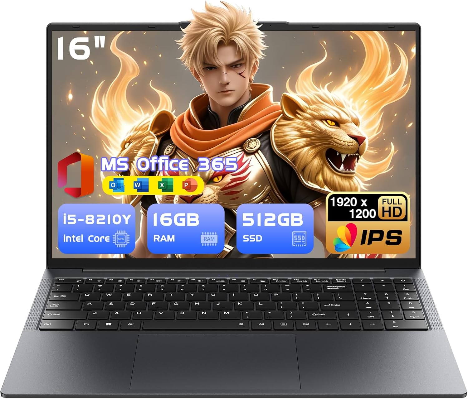 Brhona Ordinateur Portable Gamer 16'' — Core i7, 16 Go RAM, 512 Go SSD, Windows 11