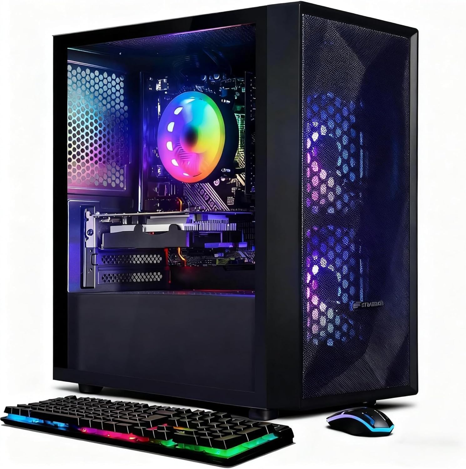 STGAubron Förbyggd PC-stationär speldator, Radeon RX 550 4G, Intel Core i5 upp till 3,7 GHz, 16G RAM, 512G SSD, WiFi 6, BT 5.3, RGB-fläkt x2, Windows 11 Home