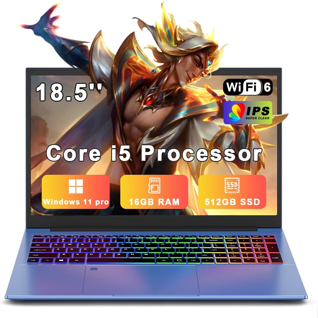 XNQ Laptop Computer, 18 Inch Gaming Laptop 2026, Window 11 Pro Lap Top PC, Core i5-1038NG7, 16GB RAM 1TB TF Expand, 512GB SSD, 1080p FHD IPS, Fingerprint, Wifi6 Business, School, Work, Student, Kids