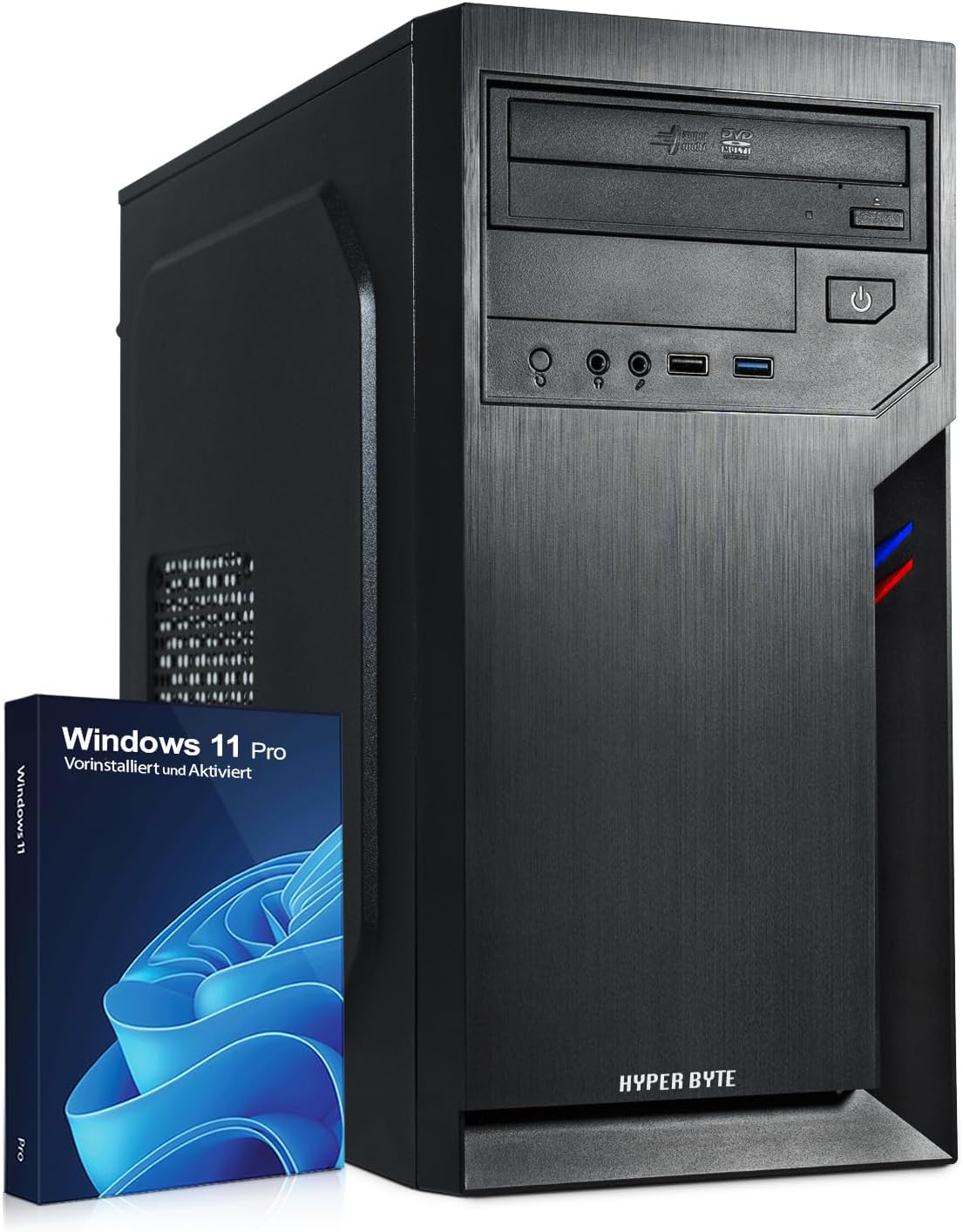 HYPER BYTE® Office PC - Computer met AMD Athlon Pro met 3,4 GHz | 16 GB RAM DDR4 | 512 GB SSD harde schijf | Win 11 Pro | WLAN | DVD+RW | USB 3.0 | High End Office Tower-Pc
