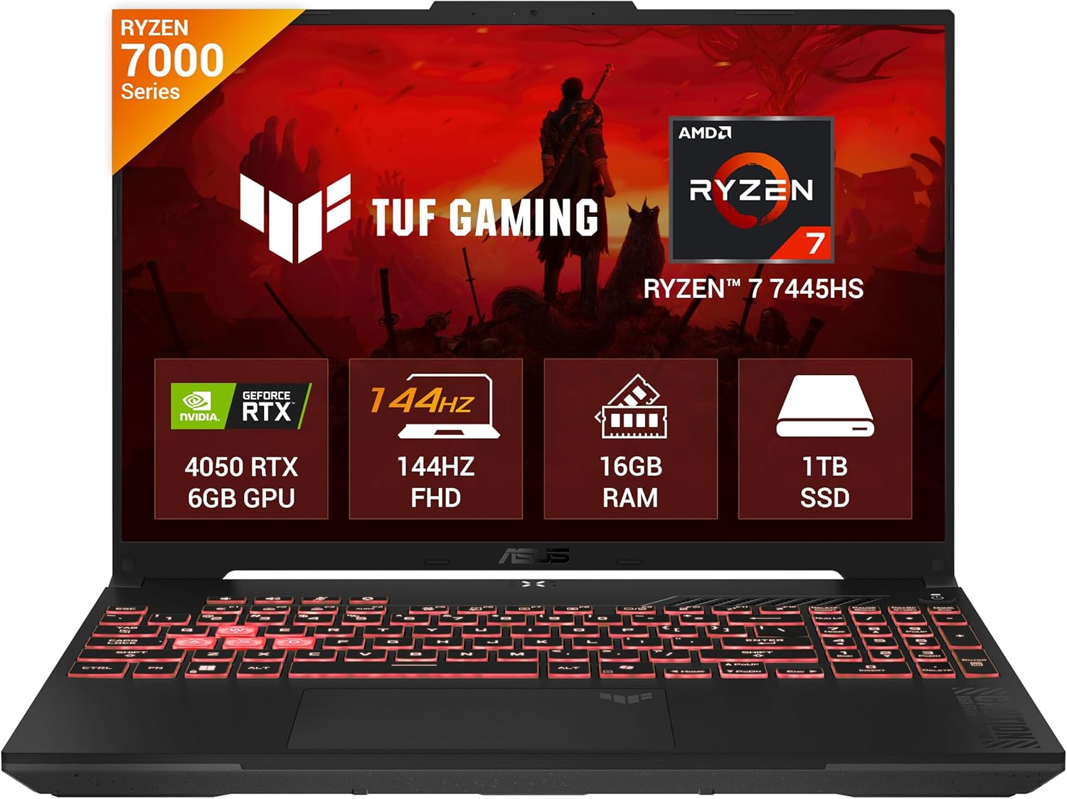 ASUS TUF A16 (2025) AMD Ryzen 7 7445HS Gaming Laptop 16GB RAM-1TB SSD | FHD+ 144Hz | Nvidia RTX 4050-6GB | Windows 11 | Office Home 2024 | Mecha Gray | FA607NUG-WH73