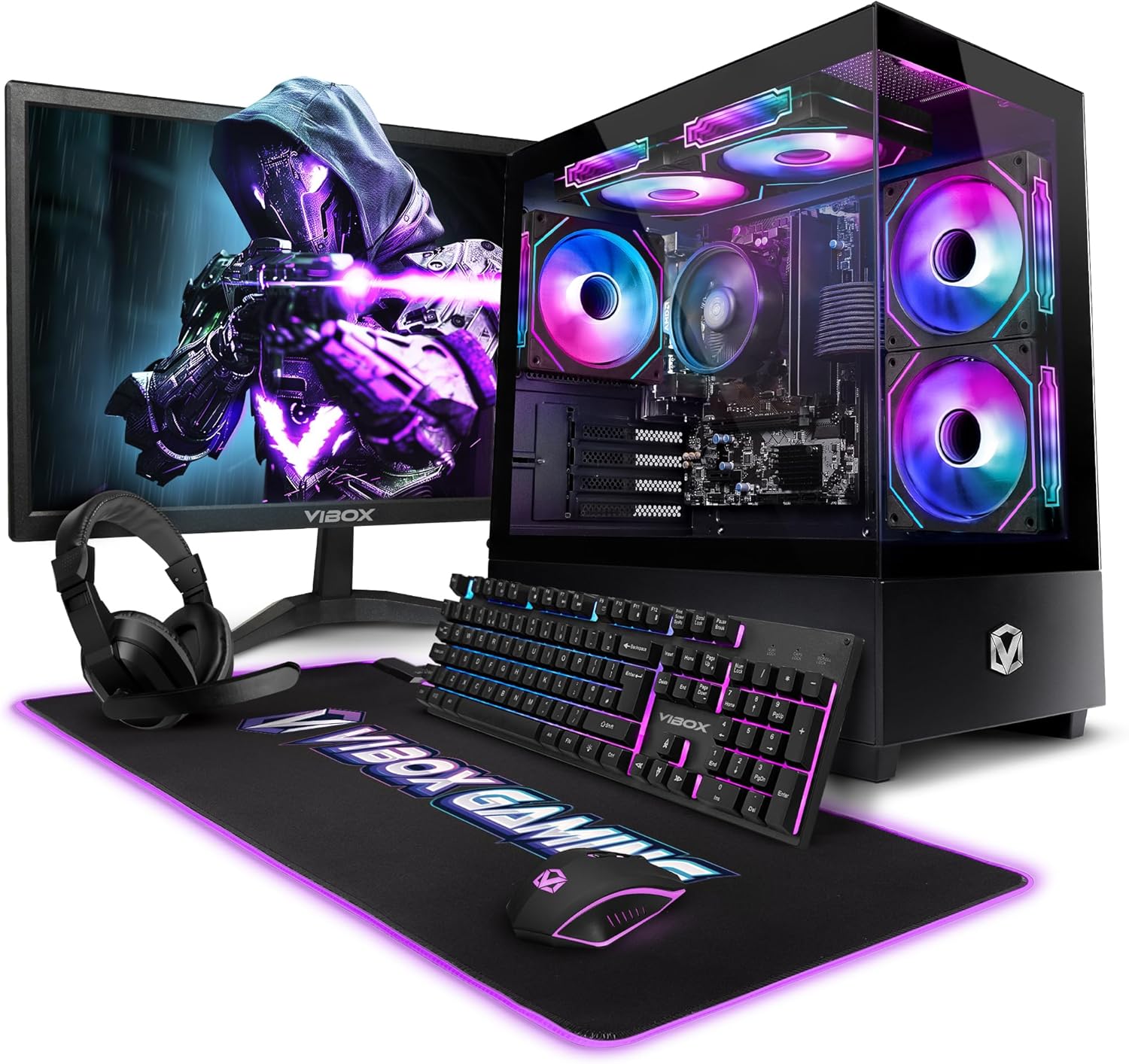 Vibox I-96 PC Gaming Completo • Monitor 22" • AMD Ryzen 3 3200G 4 Cores • Radeon Vega 8 • 8GB RAM • 480GB SSD • Linux OS • WiFi
