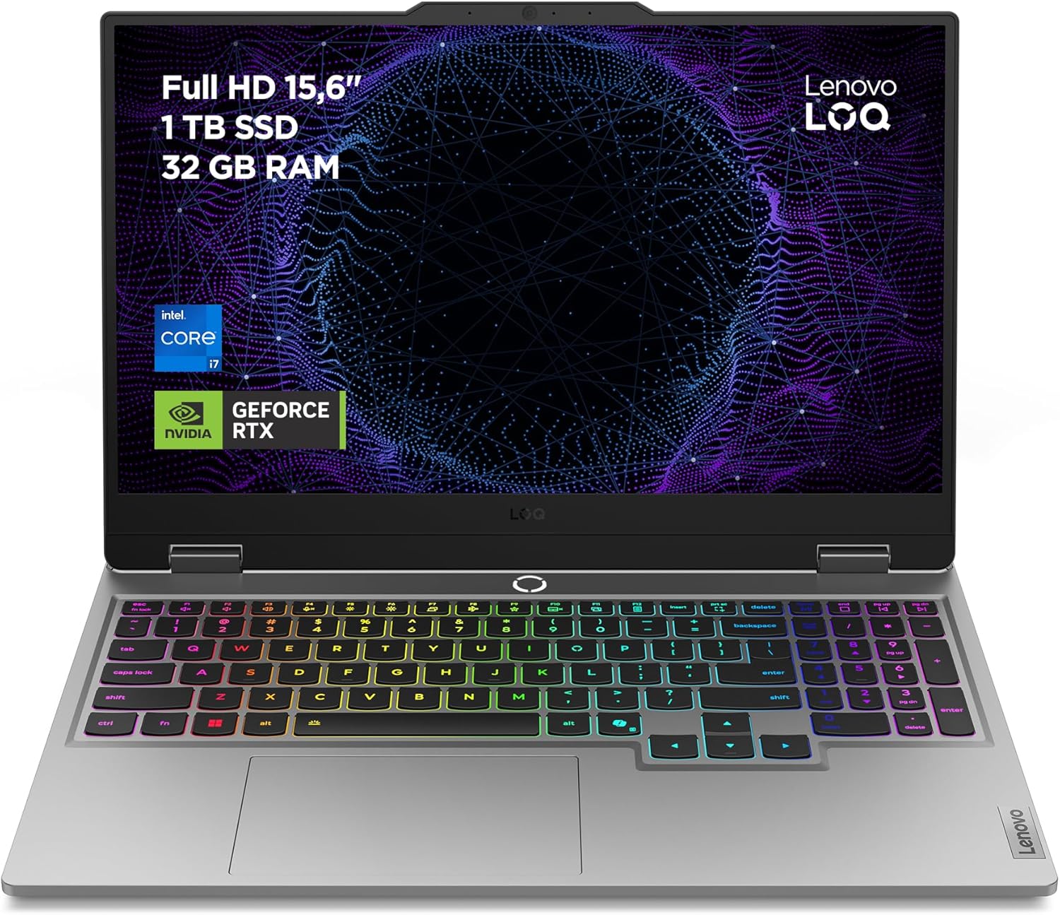 Lenovo LOQ Gen 10 - Portátil Gaming IA 15.6" FHD (Intel Core i7-13650HX, NVIDIA GeForce RTX 5060, 32 GB RAM, 1 TB SSD, 144 Hz, Wi-Fi 6, Sin Sistema Operativo) QWERTY RGB 24 Zonas Español - Gris