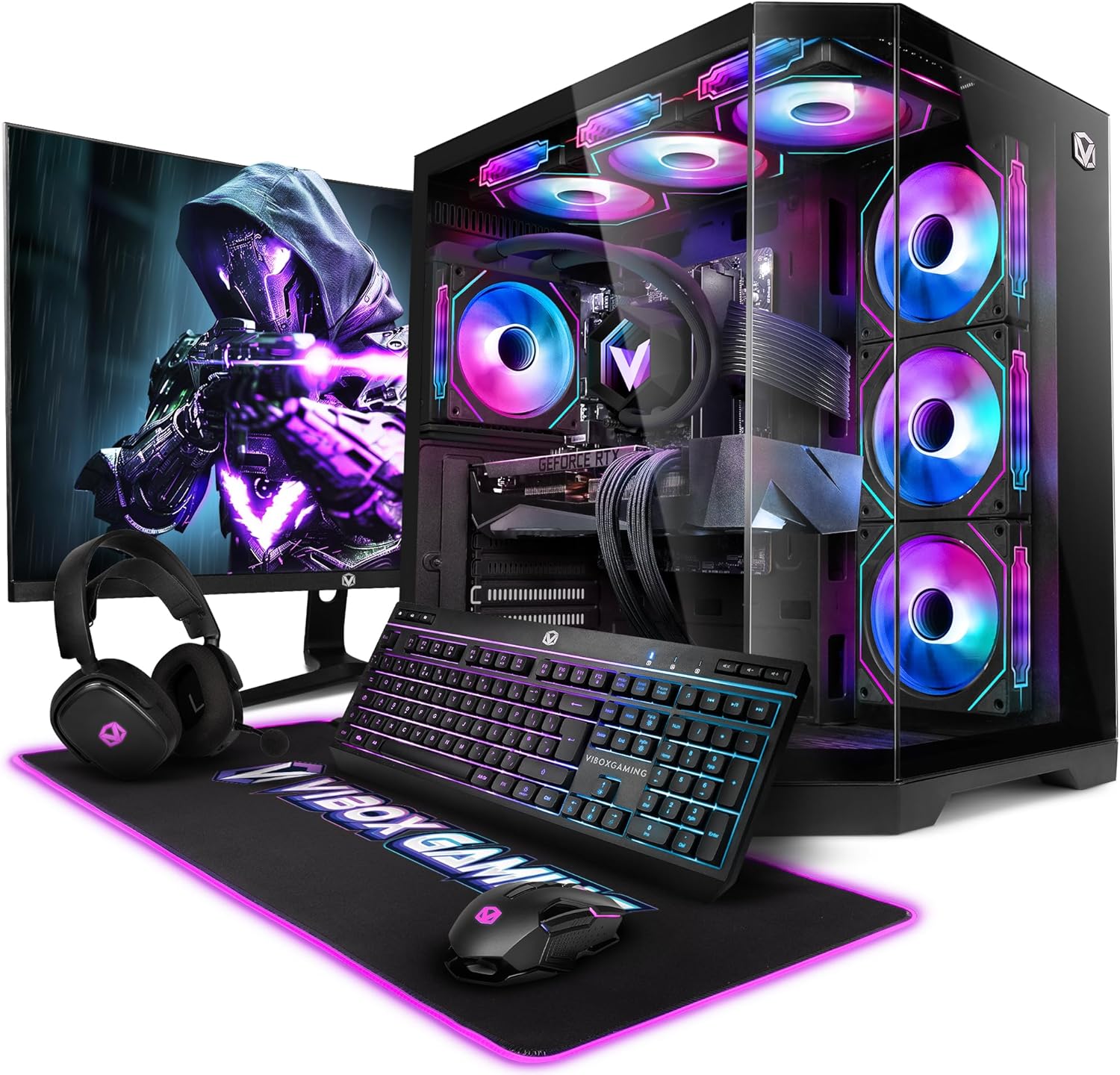 Vibox PC Gaming Completo • Schermo da 27 pollici • AMD Ryzen 7 5700X 4,2 GHz • Nvidia RTX 5070 12GB • 32GB RAM • 1TB SSD • Windows 11 • WiFi 6 + Bluetooth 5.4 • Noir