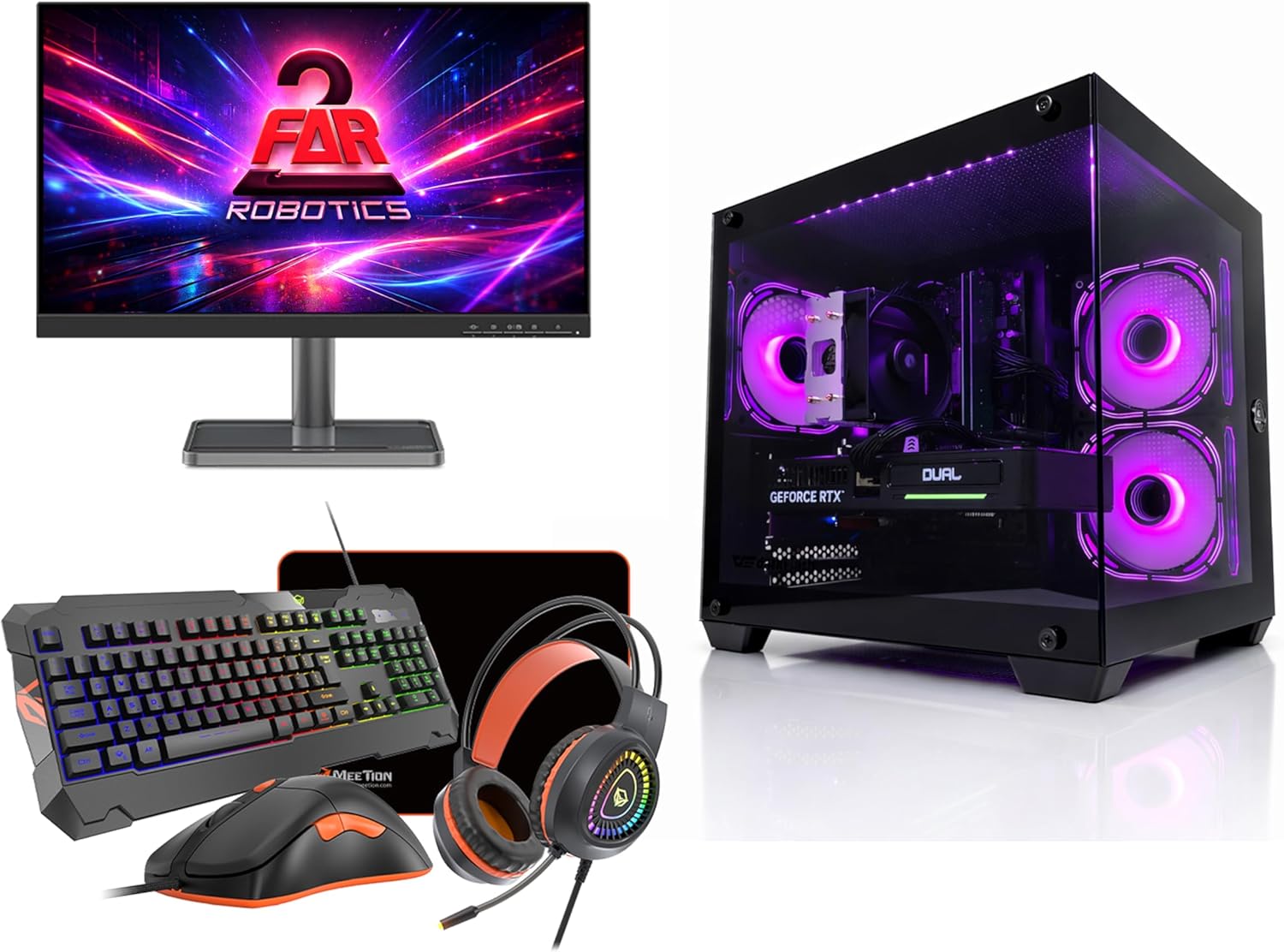 Gaming PC Bundle T-50 | Intel Core i7 | RTX 5060 | 16GB RAM | 1TB SSD | 24” Monitor, Keyboard, Mouse, Headset | WiFi & Bluetooth | Ready to Use | Windows 11 Pro | 1 Year Warranty |2 FAR ROBOTICS